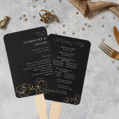 Gold Lined Floral Wedding Programme 2 - Black Handwaaier