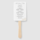 Gold Lined Floral Wedding Programme Handwaaier (Achterkant)