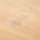 Gold Lined Floral White & Black Wedding Acryl Uitnodigingen (Laagn)