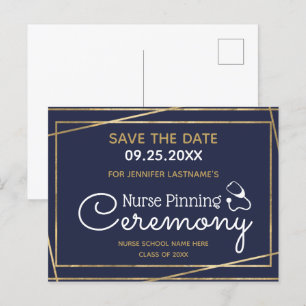 Gold Lines Nurse Pinning Ceremony Save the Date Briefkaart