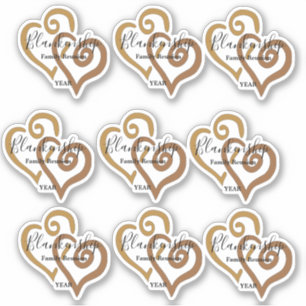Gold Linked Heart Family Reunion Sjabloon Sticker