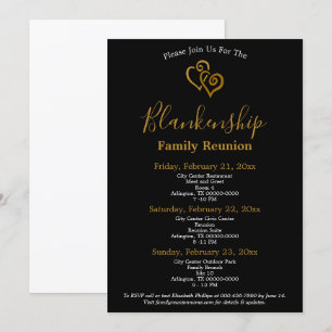 Gold Linked Hearts Family Reunion Sjabloon Kaart