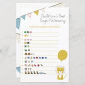 Gold Lion Book Emoji Pictionary Baby shower Game (Voorkant / Achterkant)