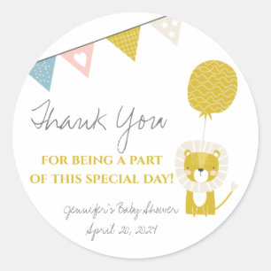 Gold Lion, geneutrale geslachtsdelen, Baby shower  Ronde Sticker