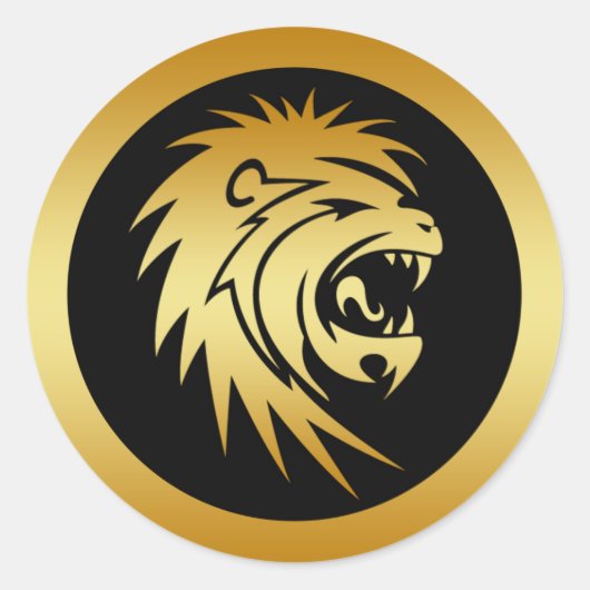 GOLD LION HEAD RONDE STICKER (Voorkant)