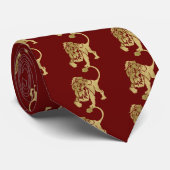 Gold Lion Red Stropdas (Opgerold)
