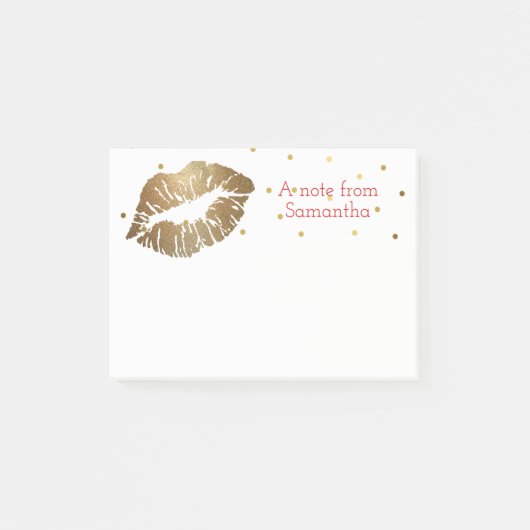 Gold Lip print persoonlijk, Small Post IT Note Pad (Voorkant)