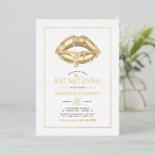 Gold Lips Bat mitzvah Photo Foil Invitation (Debout devant)