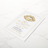 Gold Lips Bat mitzvah Photo Foil Invitation (Rotation)