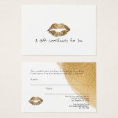 Gold Lips CADEAU CERTIFICAT AJOUTER LOGO Salon de (Devant & derrière)