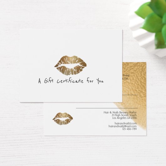 Gold Lips CADEAU CERTIFICAT AJOUTER LOGO Salon de (Bureau)