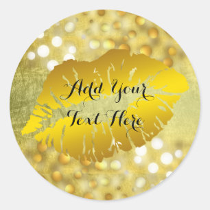 Gold Lips Confetti Glitter Classic Mode Beauty Ronde Sticker