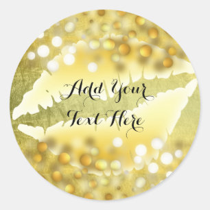 Gold Lips Confetti Glitter Classic Mode Beauty Ronde Sticker