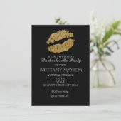 Gold Lips KISS Bachelorette Party Invitation (Debout devant)