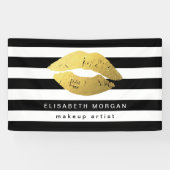 Gold Lips Make-up Schoonheidssalon Zwart Witte Str Spandoek (Horizontaal)