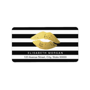 Gold Lips met zwarte witte strepen Etiket