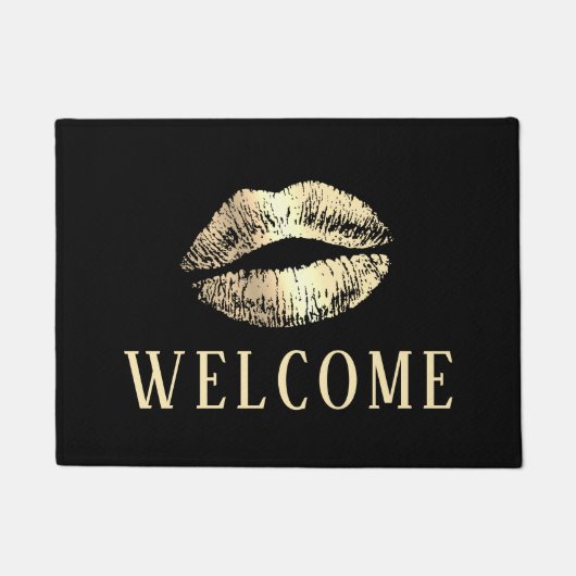 Gold Lips Print Beauty Salon Spa Welkom Deurmat (Voorkant)