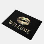 Gold Lips Print Beauty Salon Spa Welkom Deurmat (Schuin)