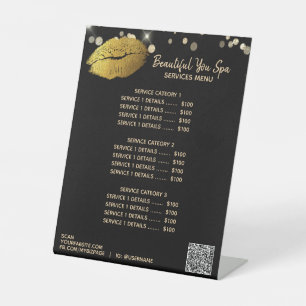 *~* GOLD LIPS tafelblad Tafel Tent Pedestal Sign Reclamebord Met Voetstuk