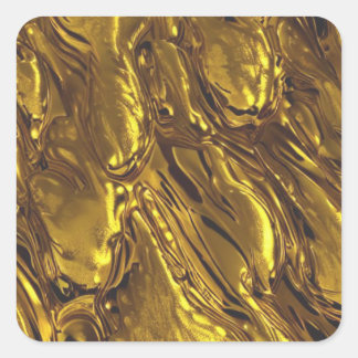 Gold Liquid Vierkante Sticker