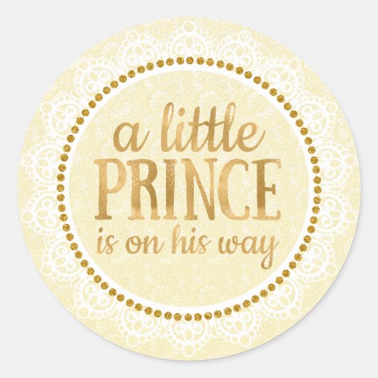 Gold Little Prince Baby shower Sticker (Voorkant)