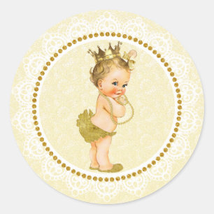 Gold Little Princess Baby shower Sticker