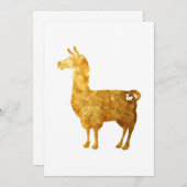 Gold Llama Invitation Kaart (Voorkant / Achterkant)