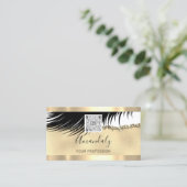 Gold Logo Qr Code 6 Punches 50% OFF Lashes Visitekaartje (Staand voorkant)