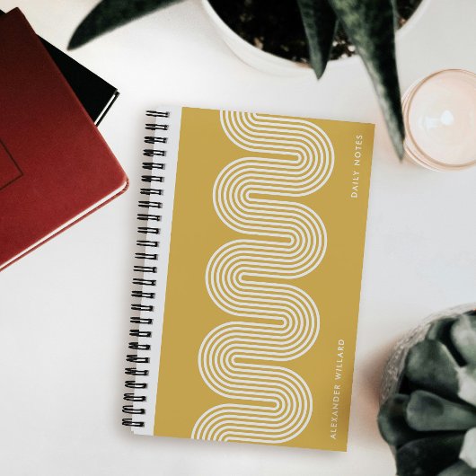Gold Lombard Wavy Lines Modern Custom Notebook Notitieboek