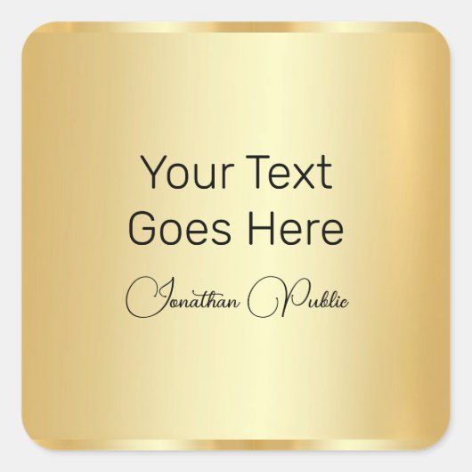 Gold Look Elegant Handgeschreven Script Sjabloon Vierkante Sticker (Voorkant)