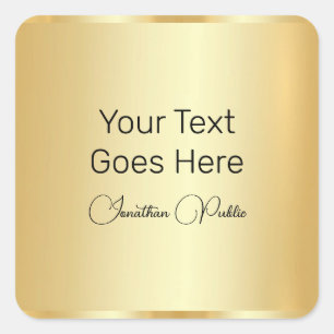 Gold Look Elegant Handgeschreven Script Sjabloon Vierkante Sticker