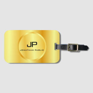 Gold look Elegant Modern Monogram Sjabloon Bagagelabel