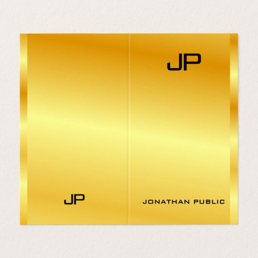 Gold look Elegant Modern Monogram Sjabloon Visitekaartjes (Buitenkant ongevouwen)