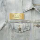 Gold Look Elegant Script Sjabloon Handgeschreven N Naamplaatje (In situ)