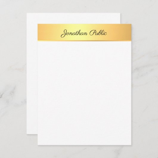 Gold Look Elegant Texte manuscrit Nom Modèle (Devant / Derrière)