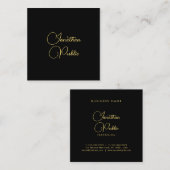 Gold look Hand Script Name Simple Sjabloon Elegant Vierkante Visitekaartje (Voorkant / Achterkant)