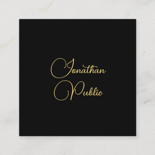 Gold look Hand Script Name Simple Sjabloon Elegant Vierkante Visitekaartje (Voorkant)