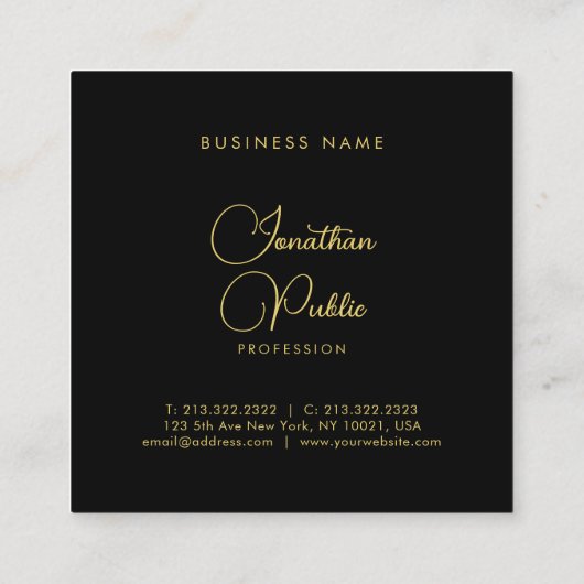 Gold look Hand Script Name Simple Sjabloon Elegant Vierkante Visitekaartje (Achterkant)