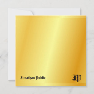 Gold look Handgeschreven Monogram op maat Notitiekaartje