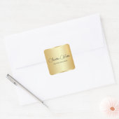  Gold Look Kalligrafie Script Sjabloon Vierkante Sticker (Envelop)
