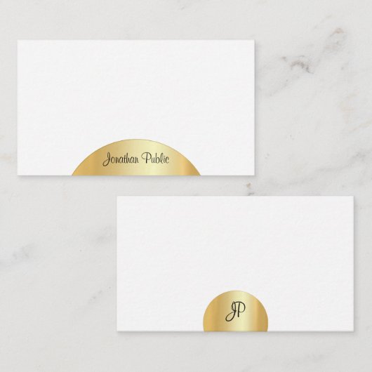 Gold Look manuscrit Monogramme Élégant Modèle (Devant / Derrière)