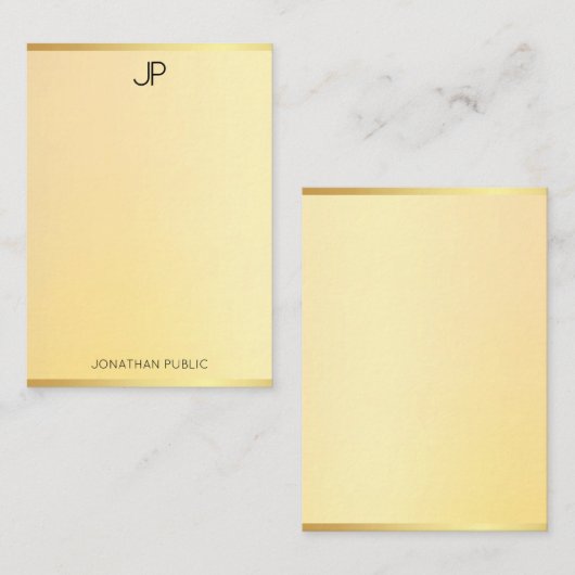 Gold Look Modèle Monogramme Moderne Simple (Devant / Derrière)