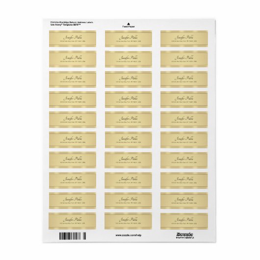 Gold look Modern Hand Script Elegant gecalligrafee Etiket (Full Sheet)