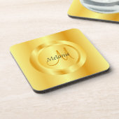 Gold look Modern Monogram Elegant Sjabloon Trendy Bier Onderzetter (Linkerzijde)