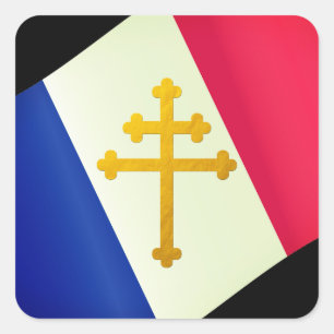 Gold Lorraine Cross en Franse vlag / Frankrijk Vierkante Sticker