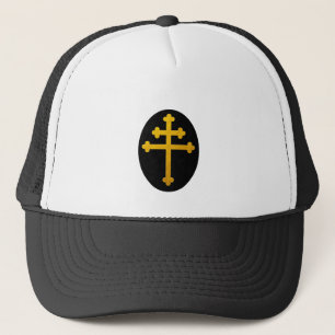 Gold Lorraine Cross op zwart/Christelijk Trucker Pet