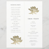 Gold Lotus Floral pliable grand mariage programme (Dos)