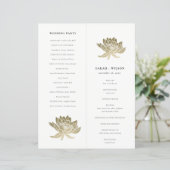 Gold Lotus Floral pliable grand mariage programme (Debout devant)
