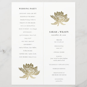 Gold Lotus Floral pliable grand mariage programme