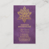 Gold Lotus Flower Carte de visite violet élégant (Dos)